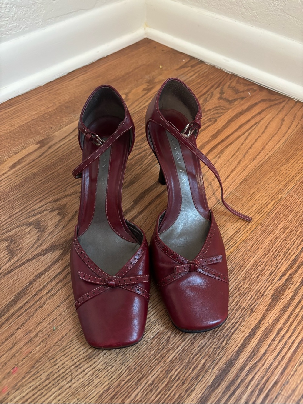 Gianni Bini Burgundy Ankle-Strap Heels